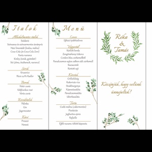 Menüháromszög (greenery) - esküvő - meghívó & kártya - menü - Meska.hu