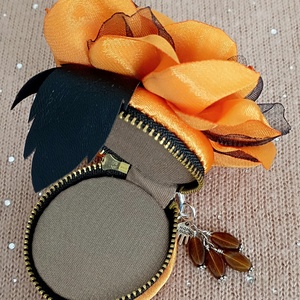 Narancs rózsás érmetárca - táska & tok - pénztárca & más tok - aprópénztartó - Meska.hu