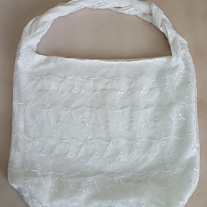 Fehér csipke szatyor - táska & tok - bevásárlás & shopper táska - shopper, textiltáska, szatyor - Meska.hu