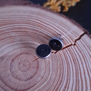 Rejtett csillagos fekete fülbevaló , Ékszer, Fülbevaló, Pötty fülbevaló, Ékszerkészítés, MESKA