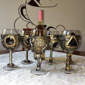 Steampunk boros szett, Otthon & Életmód, Konyhafelszerelés, tálalás, Tálalás, Boros poharak, szettek, Gyurma, MESKA