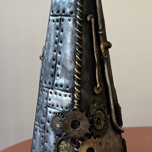 Steampunkos kék váza - otthon & életmód - dekoráció - virágdísz és tartó - váza - Meska.hu