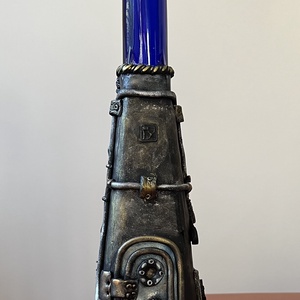 Steampunkos kék váza - otthon & életmód - dekoráció - virágdísz és tartó - váza - Meska.hu