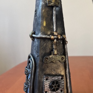 Steampunkos kék váza - otthon & életmód - dekoráció - virágdísz és tartó - váza - Meska.hu
