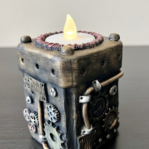 Steampunk mécsestartó - esküvő - dekoráció - gyertya & gyertyatartó - Meska.hu
