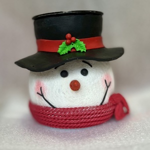 Hóember gyertyatartó - otthon & életmód - gyertya, illat, aroma - gyertyatartó - Meska.hu