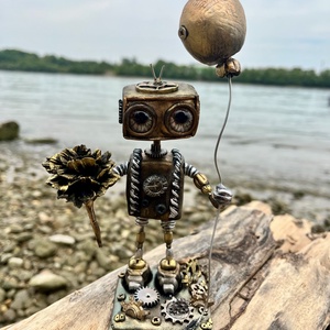 Steampunk robot, Otthon & Életmód, Dekoráció, Asztal és polc dekoráció, Asztaldísz, Gyurma, MESKA