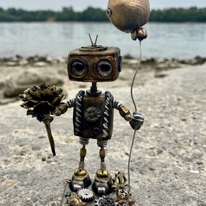 Steampunk robot - otthon & életmód - dekoráció - asztal és polc dekoráció - asztaldísz - Meska.hu