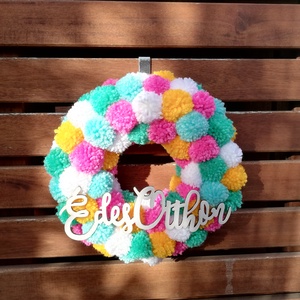 Édes otthon pompon koszorú, Otthon & Életmód, Dekoráció, Ajtó- és ablak dekoráció, Ajtódísz & Kopogtató, , MESKA