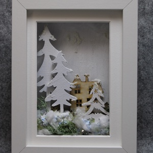Téli kép keretben, Karácsony, Karácsonyi lakásdekoráció, Karácsonyi lakásdíszek, , MESKA