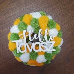 Hello tavasz pompon koszorú - fehér, sárga, zöld - otthon & életmód - dekoráció - ajtó- és ablak dekoráció - ajtódísz & kopogtató - Meska.hu