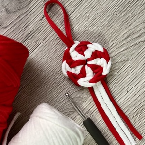 Horgolt karácsonyfadísz, cukorka - karácsony - karácsonyi lakásdekoráció - karácsonyfadíszek - Meska.hu