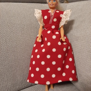 Piros fehér pöttyös barbie ruha , Játék & Sport, Baba & babaház, Barbie ruhák, Varrás, MESKA
