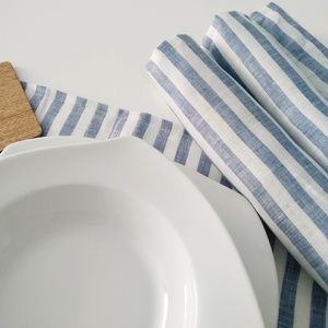 Tiszta lenvászon kék fehér csíkos tányéralatét vagy szalvéta (LPM001) - otthon & lakás - lakástextil - Meska.hu