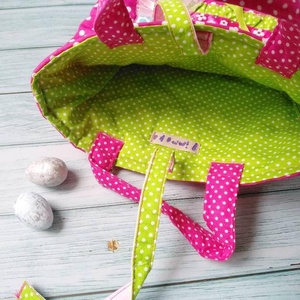 Nyuszis balerina húsvéti táska, pöttyös tojásgyűjtő szatyor, tavaszi kistáska - táska & tok - kézitáska & válltáska - Meska.hu