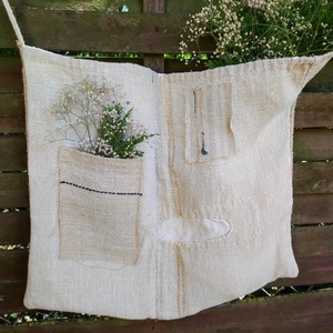 Primitív stílusú zsákvászon fali dekor zseb  - otthon & életmód - dekoráció - ajtó- és ablak dekoráció - ajtódísz & kopogtató - Meska.hu