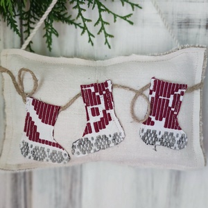 Mikulás csizmás karácsonyi dísz , Karácsony, Karácsonyi lakásdekoráció, Karácsonyi ajtódíszek, Varrás, MESKA