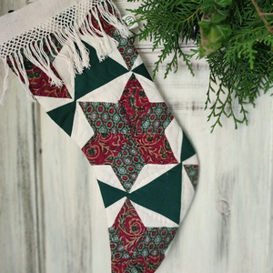 Patchwork mikulás zokni kandallódísz - karácsony - mikulás - mikulás zsák - Meska.hu