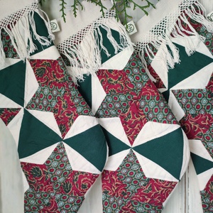 Patchwork mikulás zokni kandallódísz - karácsony - mikulás - mikulás zsák - Meska.hu