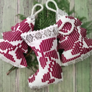 Vintage bordó karácsonyfadíszek, Karácsony, Karácsonyi lakásdekoráció, Karácsonyfadíszek, Varrás, MESKA