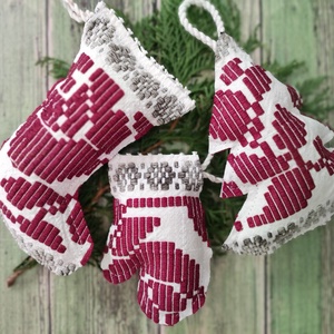 Vintage bordó karácsonyfadíszek, Karácsony, Karácsonyi lakásdekoráció, Karácsonyfadíszek, Varrás, MESKA