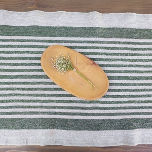 Rusztikus  provence len asztali futó zöld csíkos - 40x150cm, Otthon & Életmód, Konyhafelszerelés, tálalás, Tálalás, Terítő, Varrás, MESKA