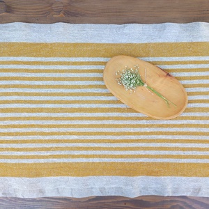 Rusztikus  provence len asztali futó sárga csíkos - 43x150cm - otthon & életmód - konyhafelszerelés, tálalás - tálalás - terítő - Meska.hu