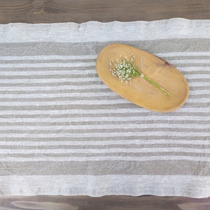 Környezetbarát kőmosott lenvászon asztali futó csíkos - 40x150cm - otthon & életmód - konyhafelszerelés, tálalás - tálalás - terítő - Meska.hu