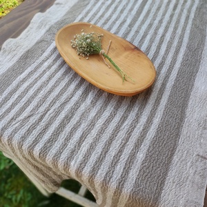 Környezetbarát kőmosott lenvászon asztali futó csíkos - 40x150cm - otthon & életmód - konyhafelszerelés, tálalás - tálalás - terítő - Meska.hu