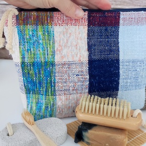 Szőttes kockás kozmetikai táska neszesszer - táska & tok - neszesszer - Meska.hu