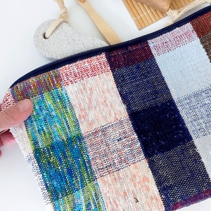 Szőttes kockás kozmetikai táska neszesszer - táska & tok - neszesszer - Meska.hu