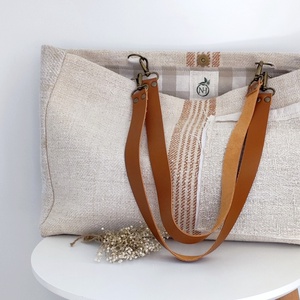 Női vászon válltáska - természetes pakolós táska - táska & tok - kézitáska & válltáska - nagy pakolós táska - Meska.hu