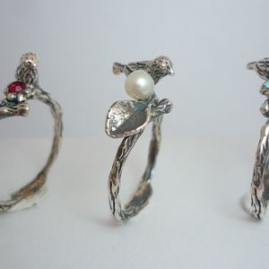 Ezüst madaras gyűrű Madárka szállott reá  -  - Meska.hu