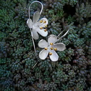 Ezüst virág fülbevaló Virágom1 - ékszer - fülbevaló - Meska.hu