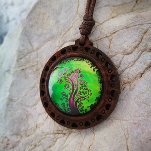 Fából életfa üveg medál -  - Meska.hu