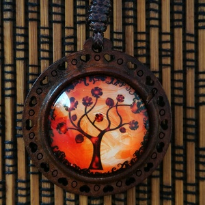 Fából életfa üveg medál -  - Meska.hu