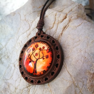 Fából életfa üveg medál -  - Meska.hu