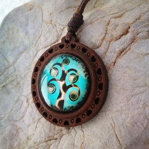 Fából életfa üveg medál -  - Meska.hu