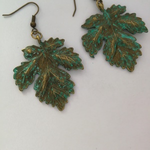 Szőlőlevél fülbevalo - ékszer - fülbevaló - lógó fülbevaló - Meska.hu