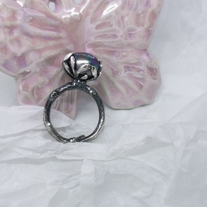 Ezüst gyűrű lila édesvízi Gyöngyös  - ékszer - gyűrű - gyöngyös gyűrű - Meska.hu