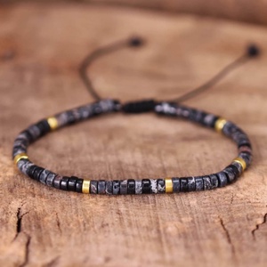 Fekete jáspis női karkötő egyedi gyöngyök,  állítható karkötő - Meska.hu