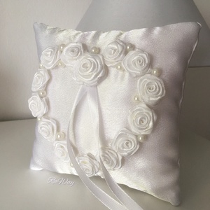 Gyűrűpárna Rózsa szív - esküvő - kiegészítők - gyűrűtartó & gyűrűpárna - Meska.hu