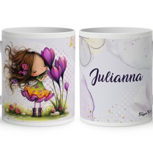 Névvel kérhető - Cuki krókusz virágos tündér mintás bögre, Otthon & Életmód, Konyhafelszerelés, tálalás, Tálalás, Bögre & Csésze, , MESKA