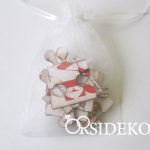 Puzzle meghívó organza zsákban - esküvő - meghívó & kártya - meghívó - Meska.hu