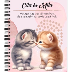 Személyre szabható - Puszilkodós cuki cicák mintás A6-os füzet, Otthon & Életmód, Papír, írószer, Jegyzetfüzet & Napló, , MESKA