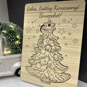 Karácsonyi üdvözlőlap, kivehető dísszel - karácsony - karácsonyi ajándékozás - karácsonyi képeslap, üdvözlőlap, ajándékkísérő - Meska.hu