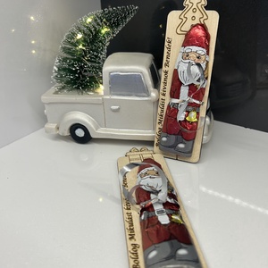 Mikulás köszönőajándék , Karácsony, Karácsonyi ajándékozás, Karácsonyi képeslap, üdvözlőlap, ajándékkísérő, Gravírozás, pirográfia, MESKA