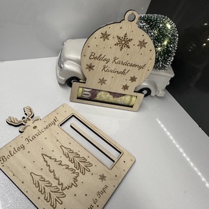 Karácsonyi  pénzátadó fadísz - karácsony - karácsonyi ajándékozás - karácsonyi képeslap, üdvözlőlap, ajándékkísérő - Meska.hu