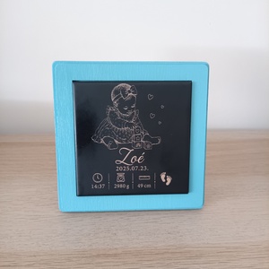 Egyedi gravírozott baba emlékkép � Névvel és születési adatokkal - baba - mama - babaszoba dekoráció - baba névtábla - Meska.hu
