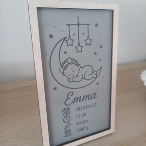 Rozsdamentes acél baba emléktábla � Névvel és születési adatokkal, Baba - mama, Babaszoba dekoráció, Babanév dekoráció, Gravírozás, pirográfia, MESKA